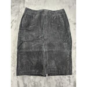 Vintage 90s Perspective Leather Straight Cut Pencil Skirt Size 7 Black W26 Lined